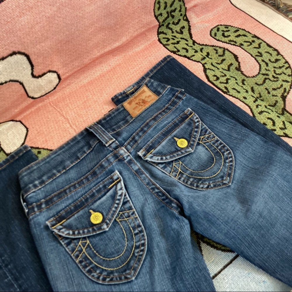 Y2K TRUE RELIGION LOW RISE FLARE DENIM JEANS